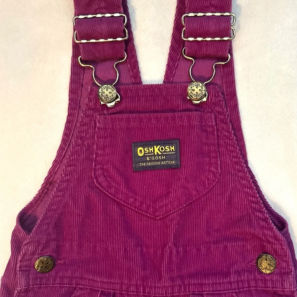 Vintage OshKosh B'Gosh Vestbak Corduroy USA Overalls 3T Fuchsia Toddler Girl
